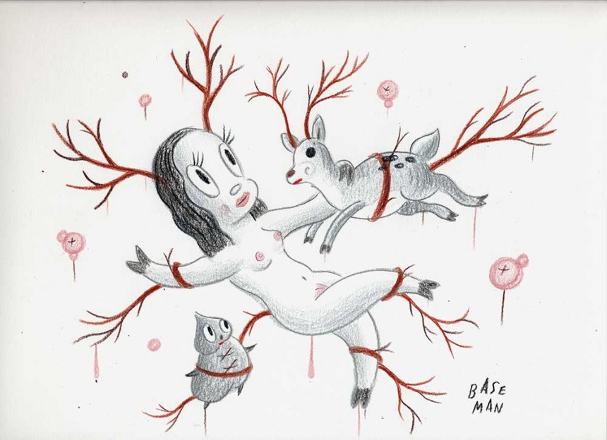 The Rite of Venison – Colored pencil on paper, 2006, 9” x 12”