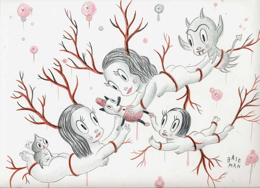 Three Venisons and the One They Call Toby – Colored pencil on paper, 2006, 9” x 12″