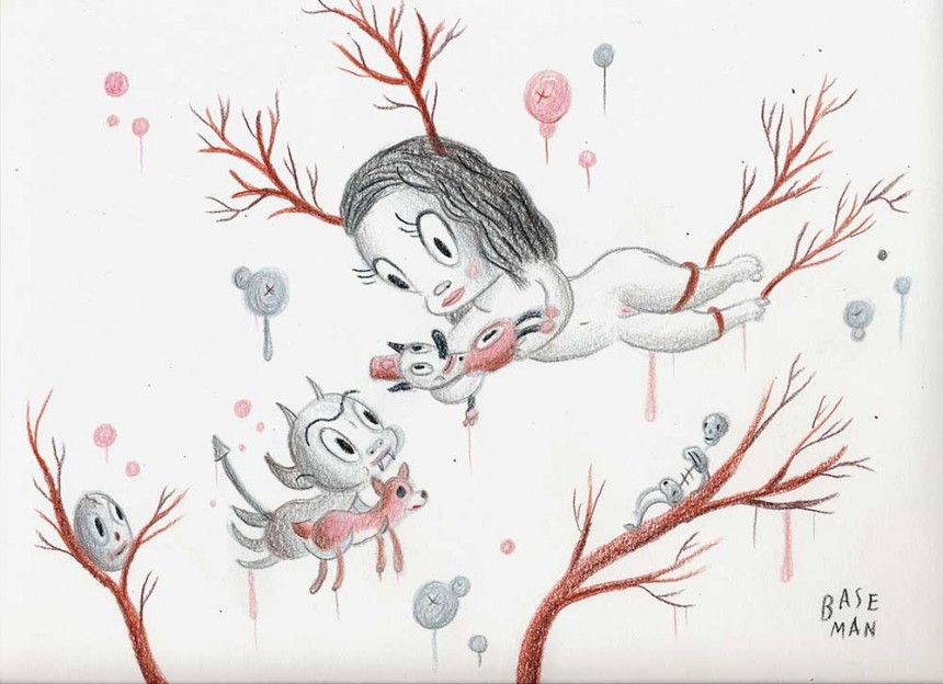 Venison Meeting with the Devil – Colored pencil on paper, 2006, 9” x 12”