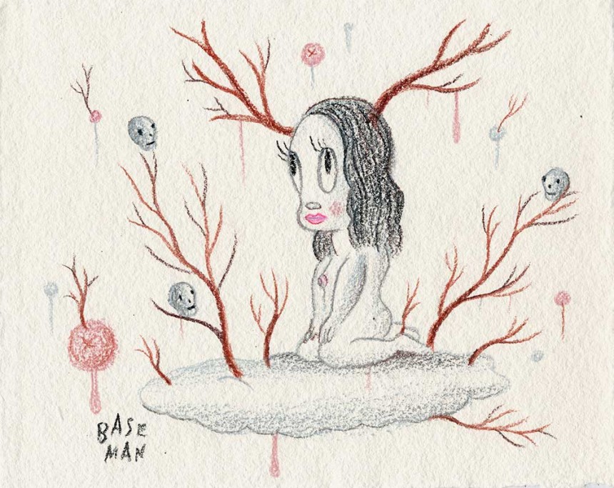 Venison in the Sky - Drawing on handmade Barcelona paper, 2006, 7” x 9”