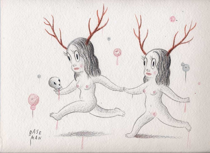 Venison’s Twins – Drawing on handmade Barcelona paper, 2006, 9.5” x 12”